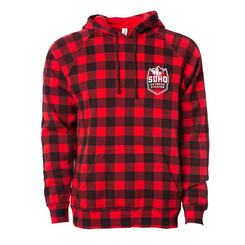 SDHQ Outdoor Division Red Buffalo Plaid Raglan Pullover Apparel SDHQ Off Road