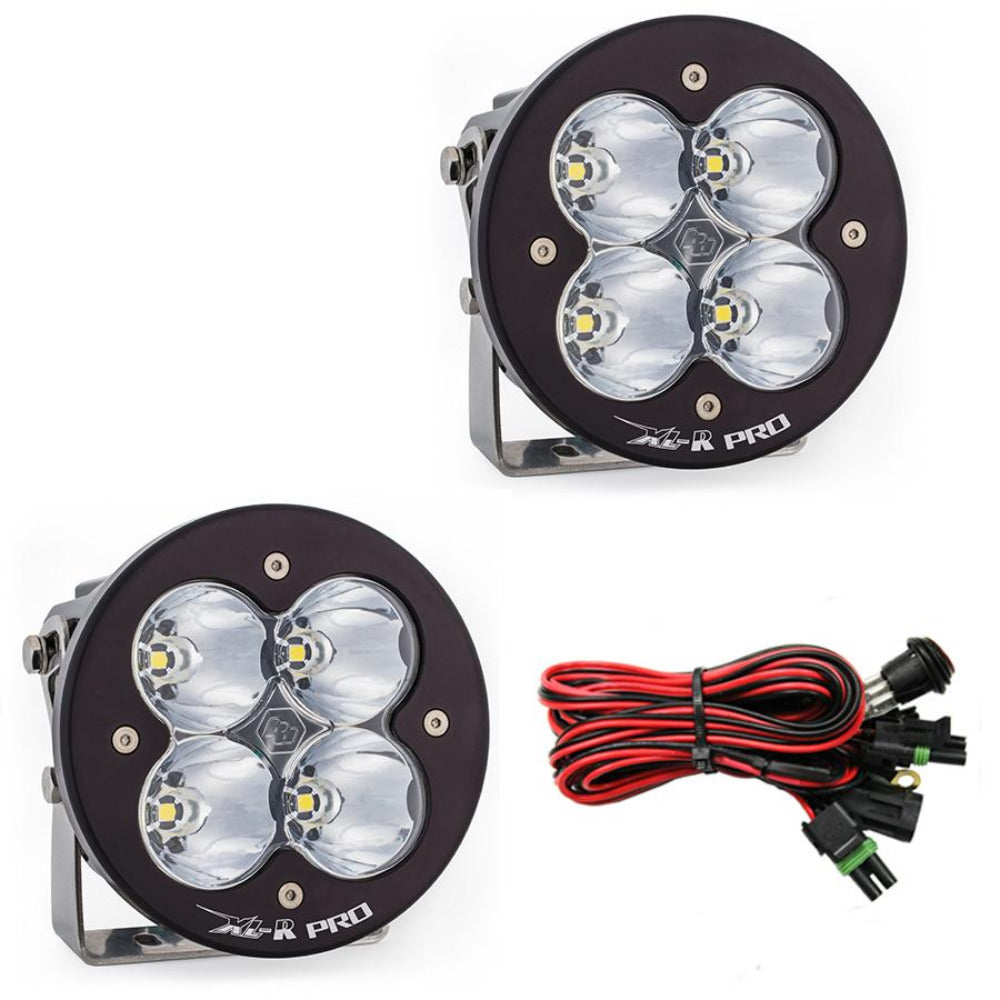 XL Pro-R LED Light-Pair Lighting Baja Designs Clear Spot Display of Included Parts 