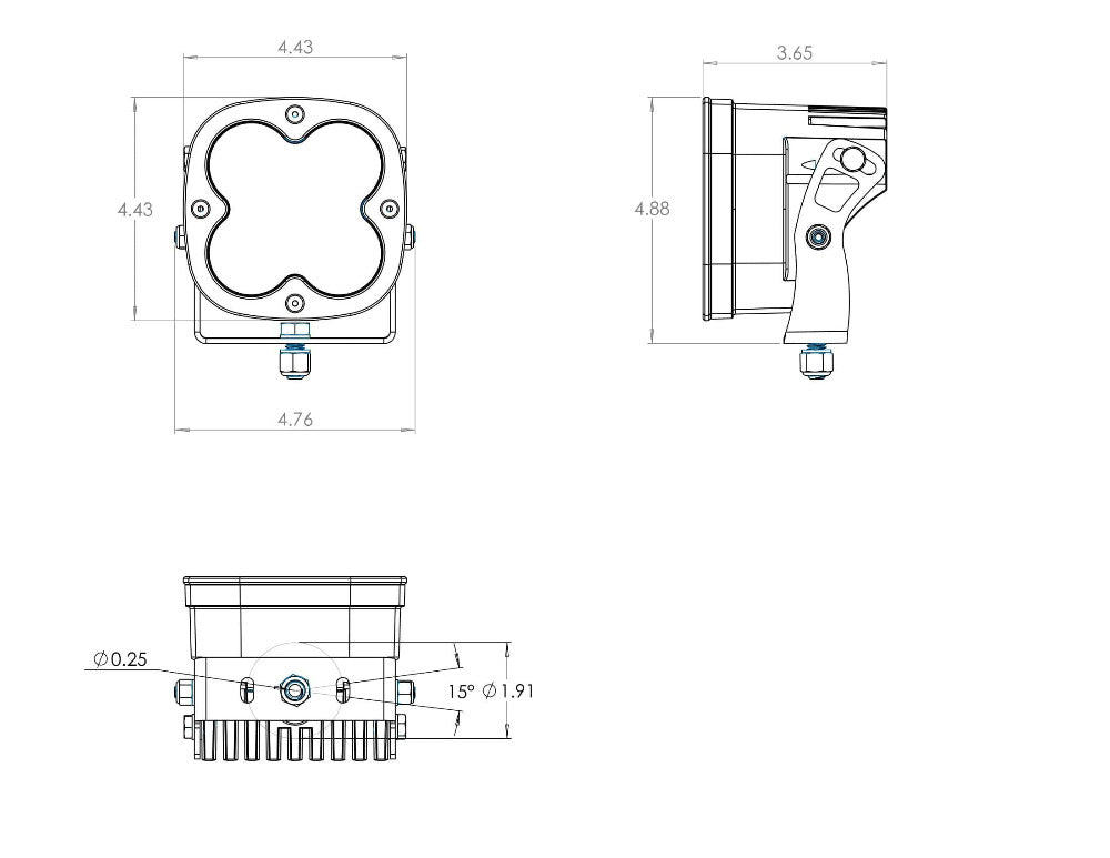 XL Racer Edition Led Light Lighting Baja Designs Diagram of Measurements 