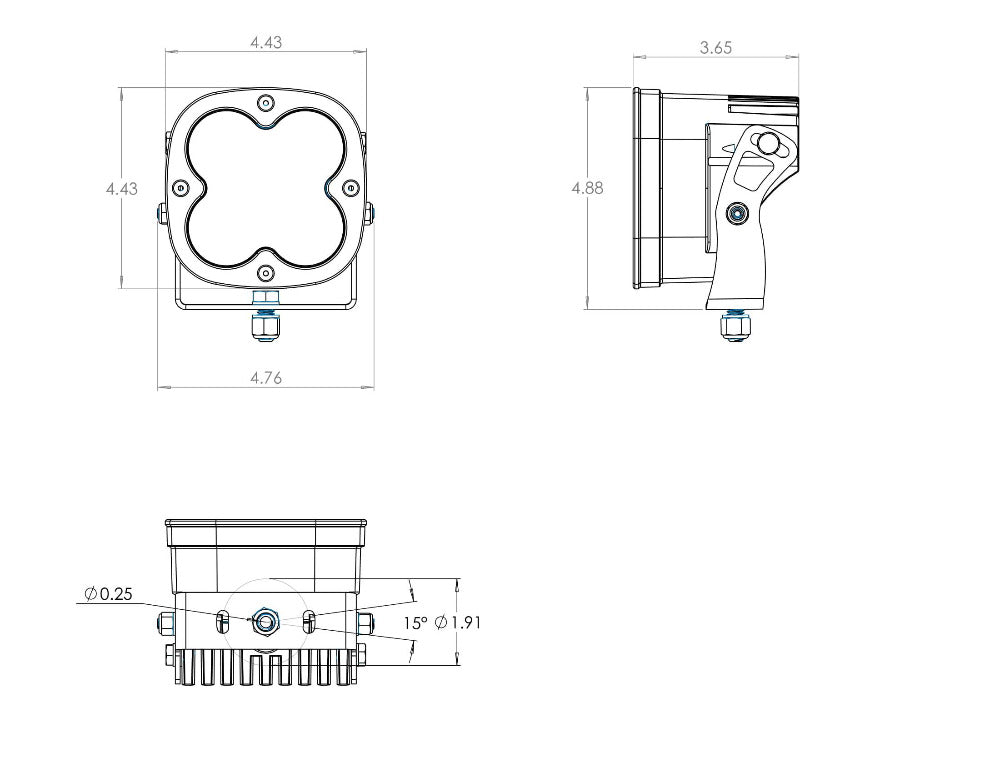 XL Sport LED Light Lighting Baja Designs Diagram of Measurements 