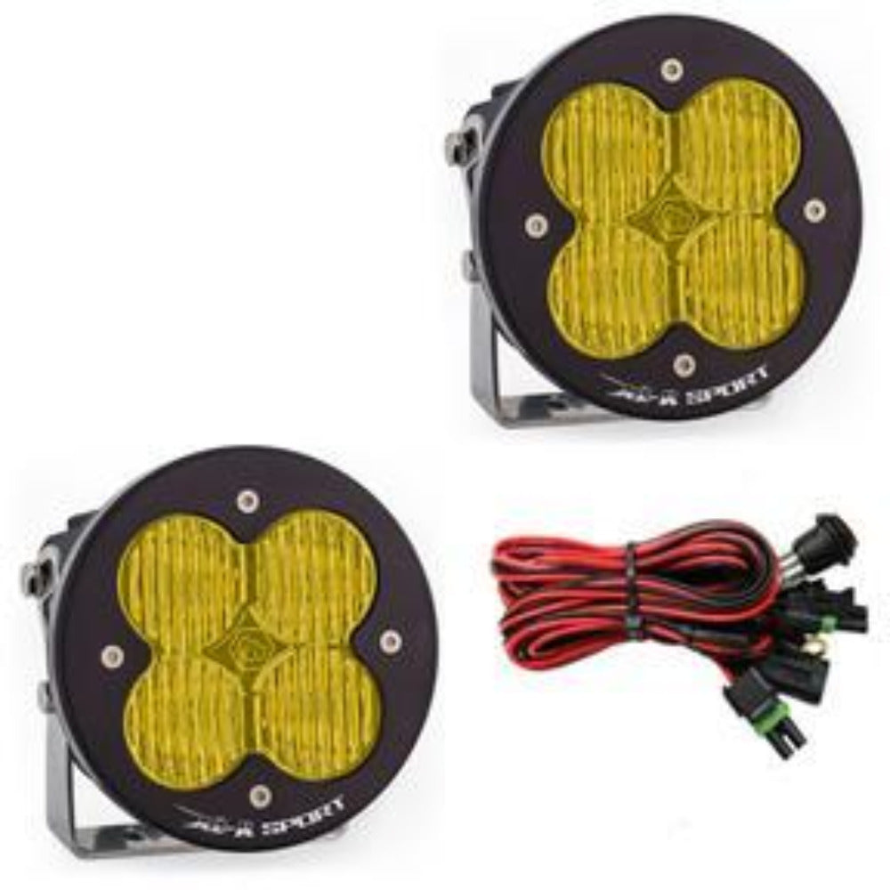 XL Sport-R LED Light | Pair Lighting Baja Designs Amber Wide Cornering  Display of Included Parts 