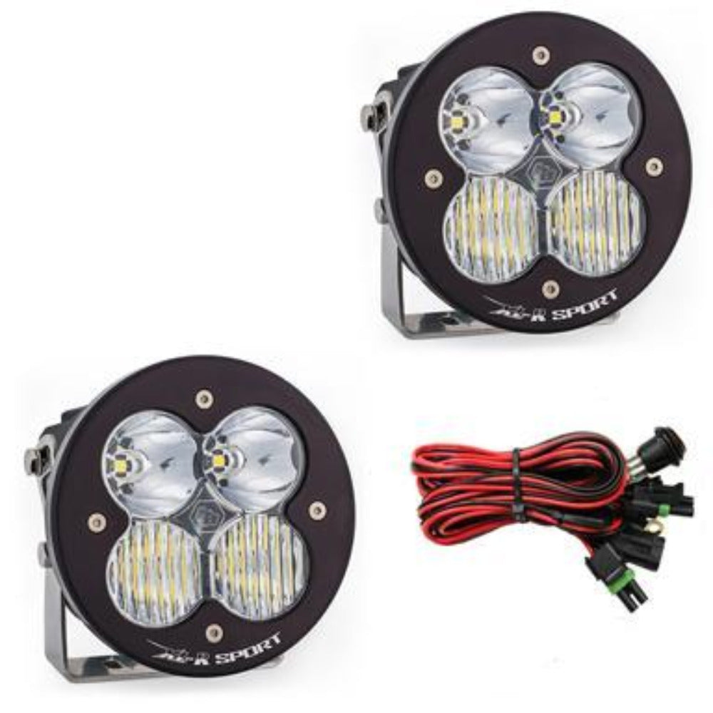 XL Sport-R LED Light | Pair Lighting Baja Designs Clear Driving/Combo Display of Included Parts  